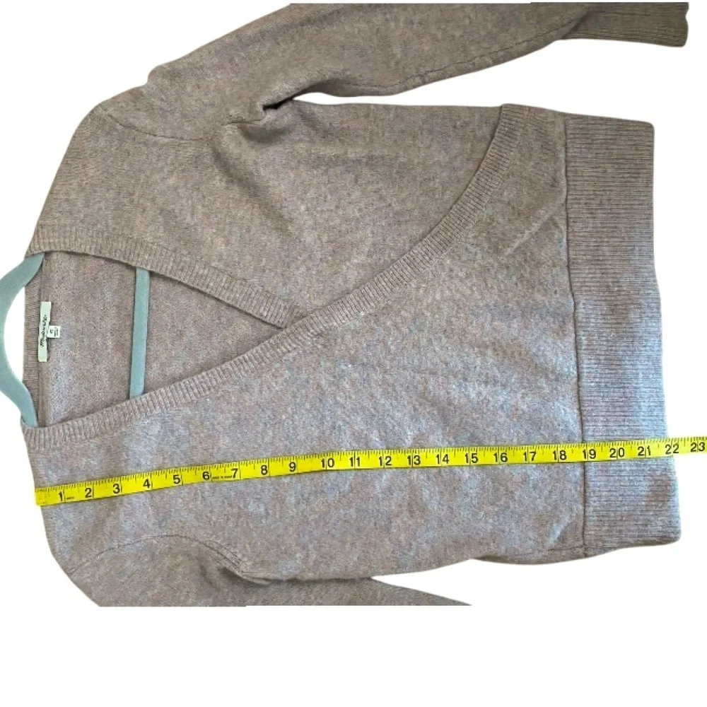 Madewell Faux Wrap Coziest Yarn Pullover Heather Boysenberry V Neckline Sweater